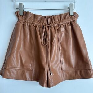 Majorelle Brown Leather Shorts
